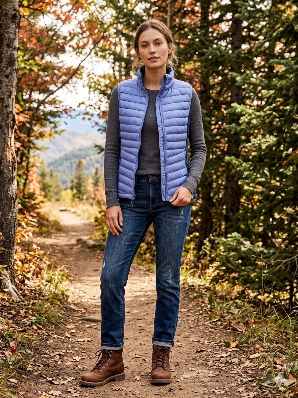 Columbia Women's Light Blue Quilted Hybrid Vest